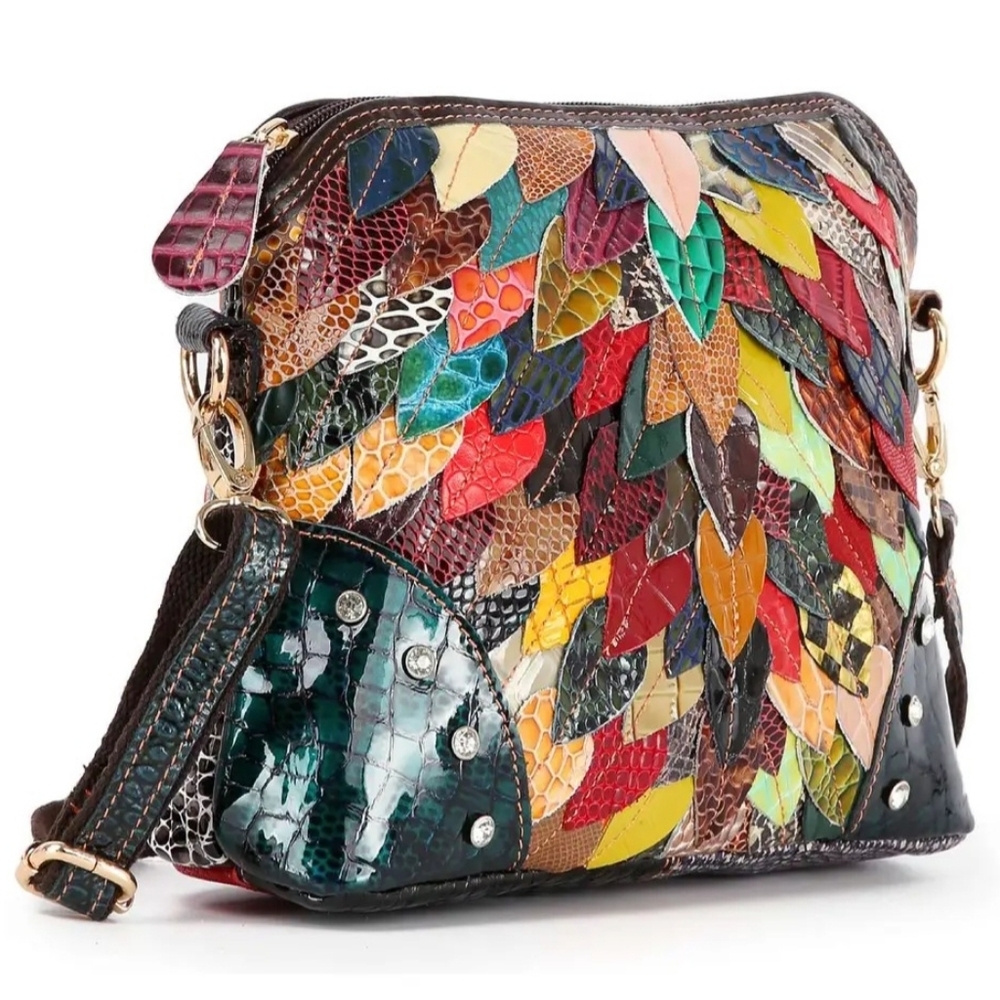 Multicolor Patchwork Shoulder Bag Colors Vary